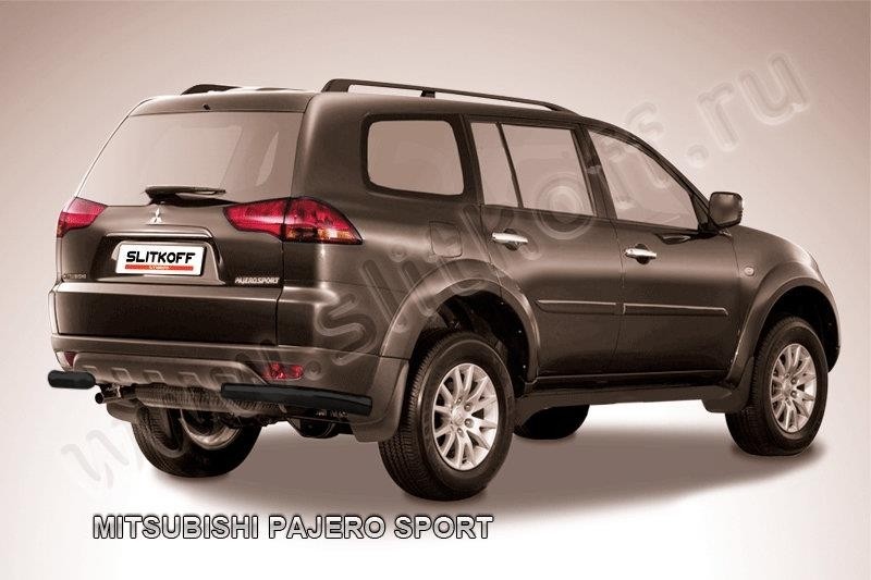 Slitkoff MPS010B защита заднего бампера уголки d57 черные Mitsubishi Pajero Sport (до 2010)