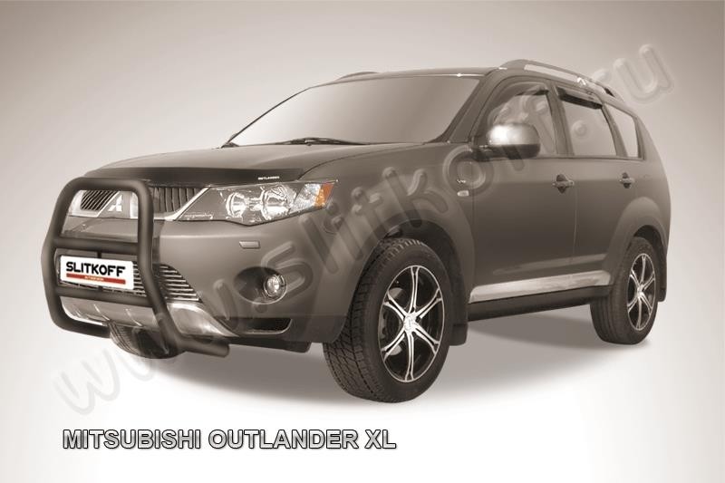 Slitkoff MXL001B кенгурятник d57 высокий черный Mitsubishi Outlander XL (до 2010)