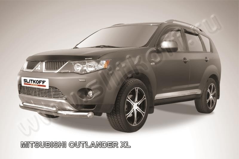 Slitkoff MXL004 защита переднего бампера d76+ d57 двойная Mitsubishi Outlander XL (до 2010)