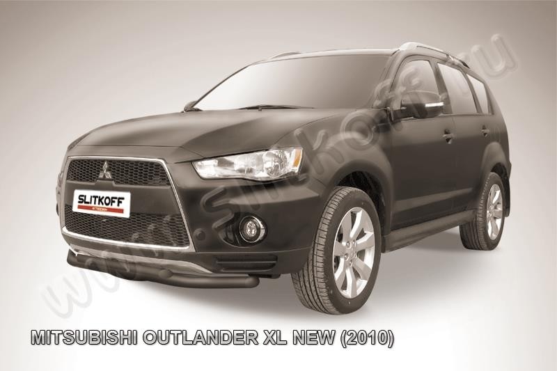 Slitkoff MXL10-005B защита переднего бампера d57+ d42 двойная черная Mitsubishi Outlander XL (рестайлинг 2010)