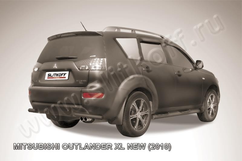 Slitkoff MXL10-012B защита заднего бампера уголки d57 черные Mitsubishi Outlander XL (рестайлинг 2010)