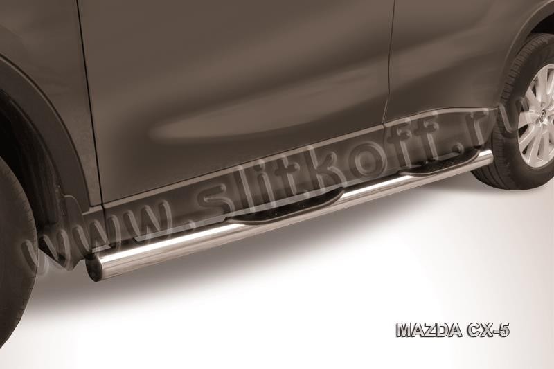 Slitkoff MZCX5-003 защита порогов d76 с проступями Mazda CX-5