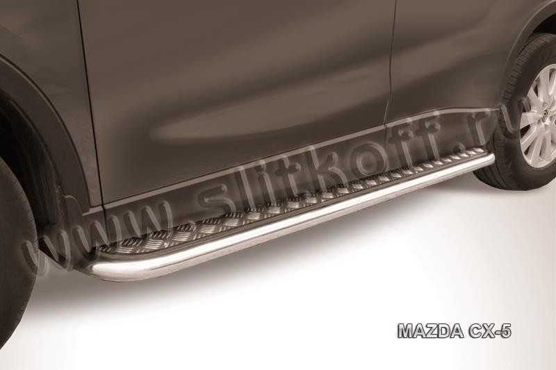 Slitkoff MZCX5-006 защита порогов d42 с листом усиленная Mazda CX-5