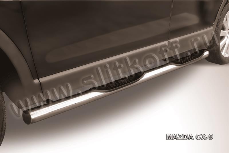 Slitkoff MZCX9005 защита порогов d76 с проступями Mazda CX-9