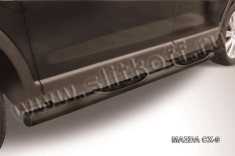 Slitkoff MZCX9005B защита порогов d76 с проступями черная Mazda CX-9