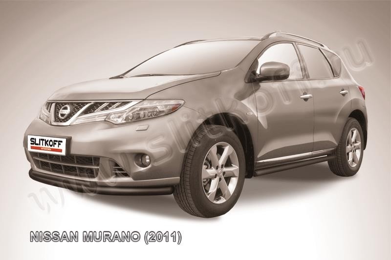 Slitkoff NIM11002B защита переднего бампера d57+ d42 двойная черная Nissan Murano (2011)