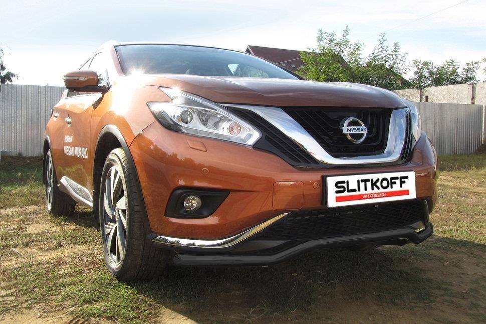 Slitkoff NIM16001B защита переднего бампера d57 "волна" черная Nissan Murano (2016)
