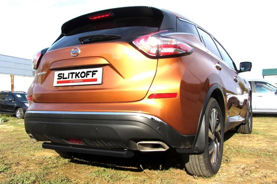 Slitkoff NIM16008B защита заднего бампера d57 короткая черная Nissan Murano (2016)