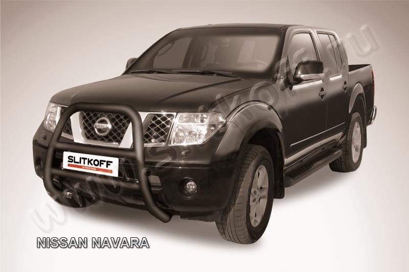 Slitkoff NIN002B кенгурятник d76 высокий черный Nissan Navara