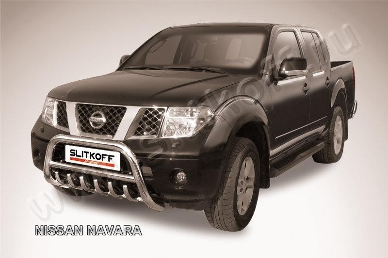Slitkoff NIN003 кенгурятник d76 низкий с защитой картера Nissan Navara