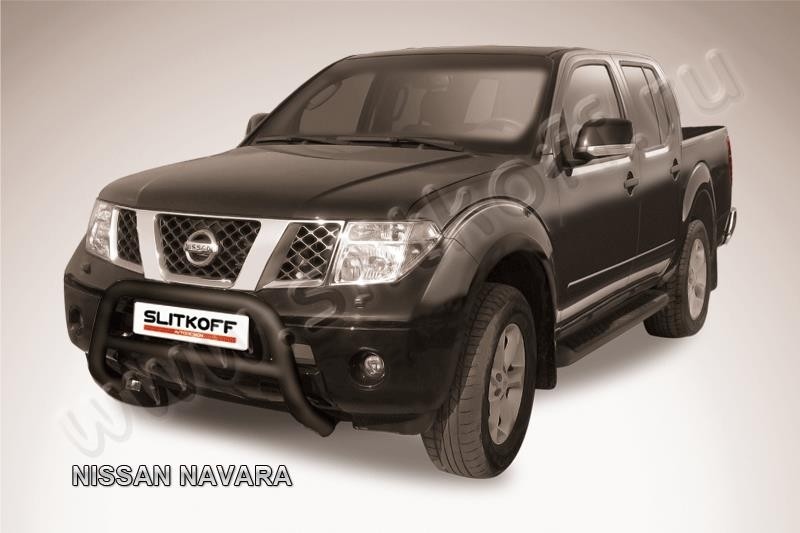 Slitkoff NIN004B кенгурятник d76 низкий черный Nissan Navara