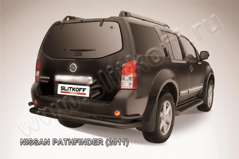 Slitkoff NIP11-008B защита заднего бампера d76+ d42 двойная черная Nissan Pathfinder (2011)