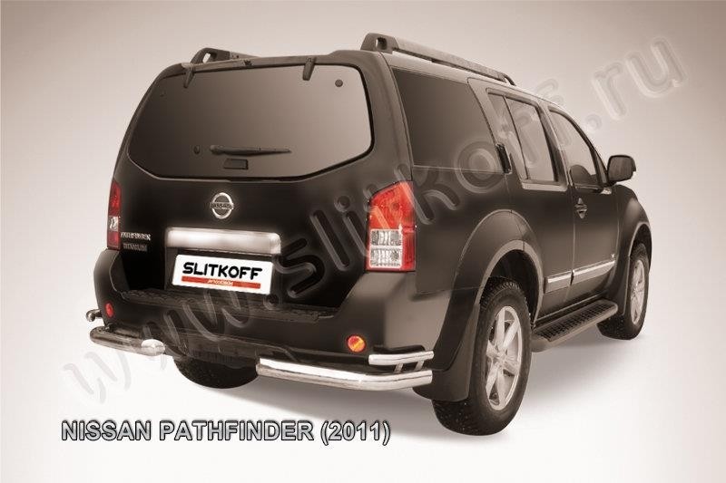 Slitkoff NIP11-009 защита заднего бампера уголки d76+ d42 двойные Nissan Pathfinder (2011)