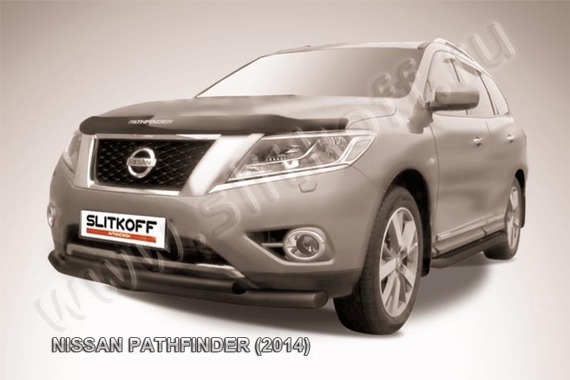 Slitkoff NIP14-003B защита переднего бампера d76+ d57 двойная черная Nissan Pathfinder (2014)