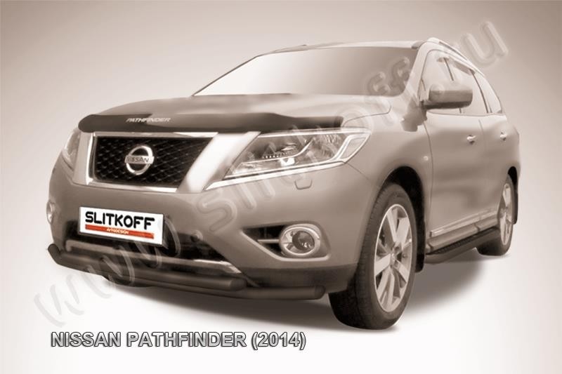 Slitkoff NIP14-005B защита переднего бампера d57+ d57 двойная черная Nissan Pathfinder (2014)