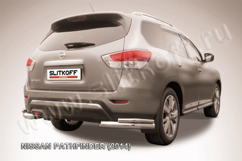 Slitkoff NIP14-015 защита заднего бампера уголки d76+ d42 двойные Nissan Pathfinder (2014)