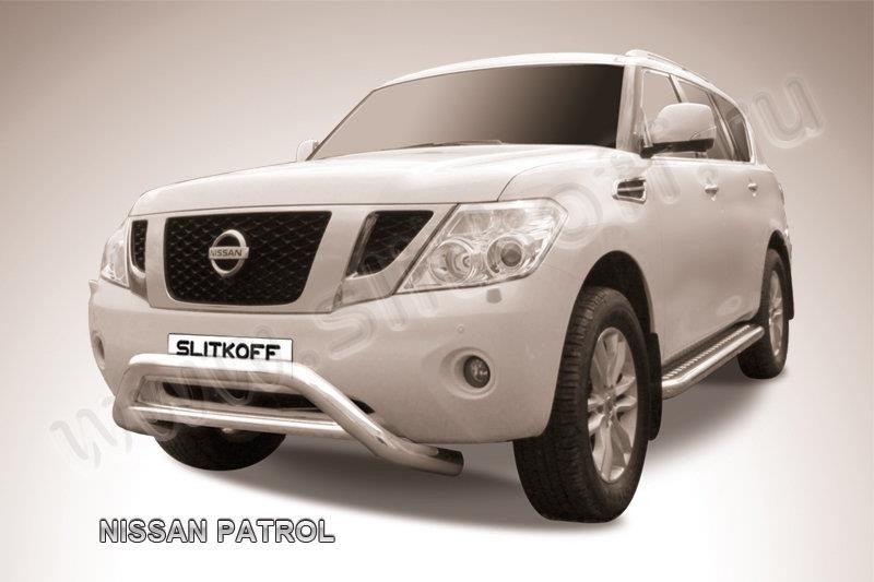 Slitkoff NIPAT001 защита переднего бампера d76+ d76 двойная с защитой картера Nissan Patrol
