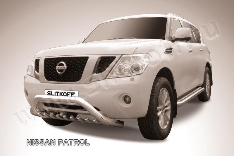 Slitkoff NIPAT009 кенгурятник d76 низкий широкий "мини" Nissan Patrol