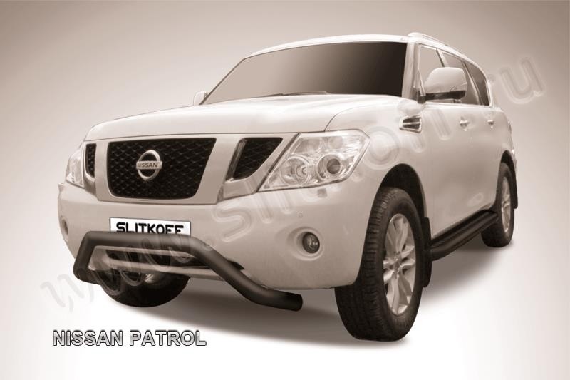 Slitkoff NIPAT009B кенгурятник d76 низкий широкий "мини" черный Nissan Patrol