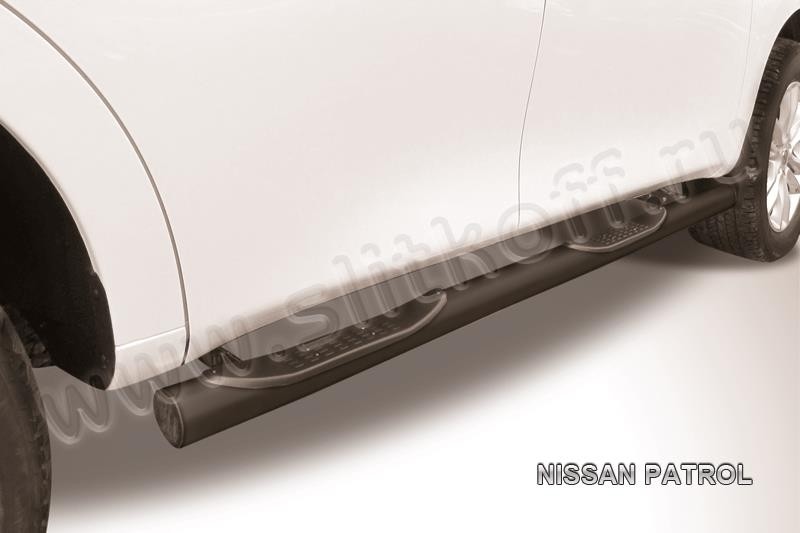 Slitkoff NIPAT010B защита порогов d76 с проступями черная Nissan Patrol