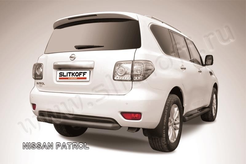 Slitkoff NIPAT017B защита заднего бампера d76 короткая черная Nissan Patrol