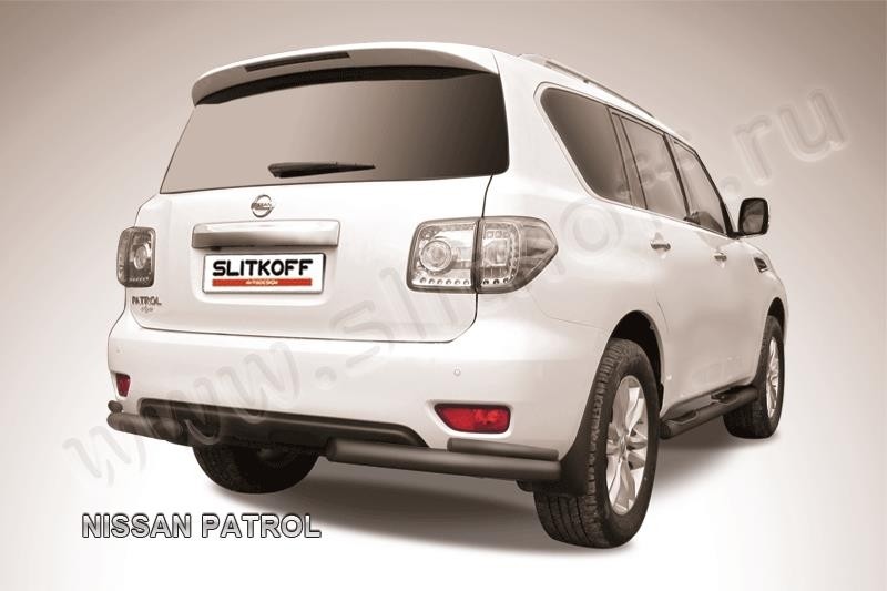 Slitkoff NIPAT018B защита заднего бампера уголки d76+ d42 двойные черные Nissan Patrol