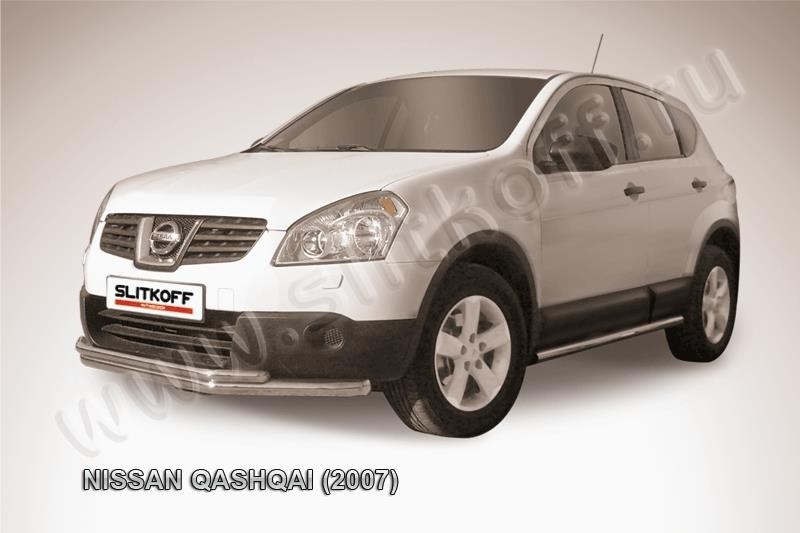 Slitkoff NIQ005 защита переднего бампера d57+ d42 двойная длинная Nissan Qashqai (2007)