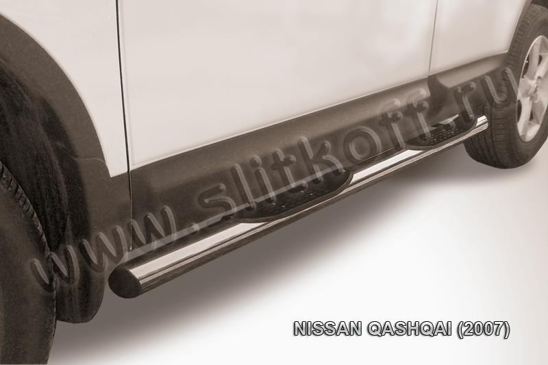 Slitkoff NIQ009 защита порогов d76 с проступями Nissan Qashqai (2007)