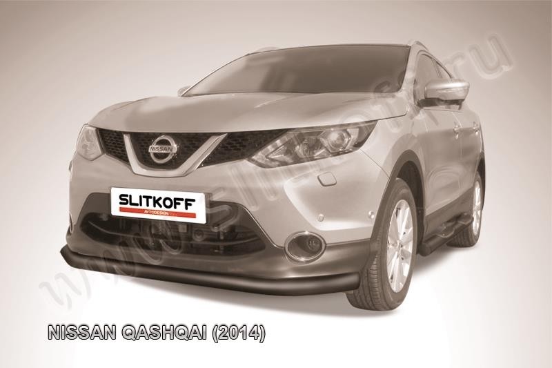 Slitkoff NIQ14-001B защита переднего бампера d76 черная Nissan Qashqai (2014)
