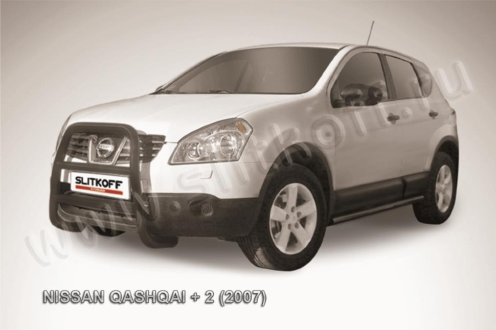 Slitkoff NIQ2002B кенгурятник d57 высокий черный Nissan Qashqai +2 (2007)