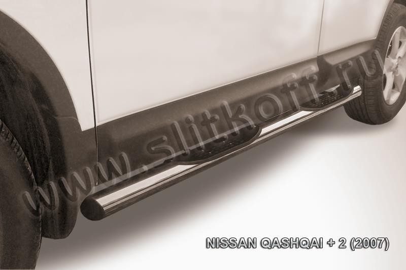 Slitkoff NIQ2009 защита порогов d76 с проступями Nissan Qashqai +2 (2007)