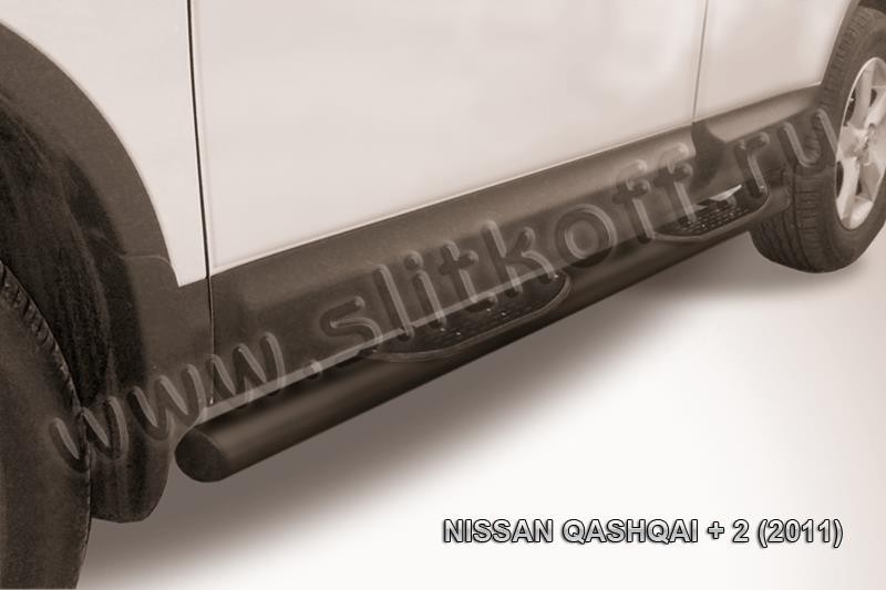 Slitkoff NIQ211-006B защита порогов d76 труба черная Nissan Qashqai +2 (2011)