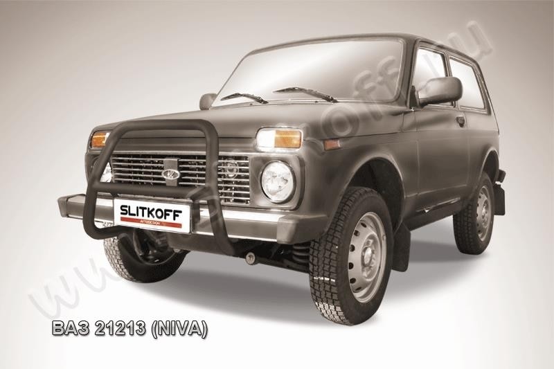 Slitkoff Niv001B кенгурятник d57 высокий черный ВАЗ 21213 Нива (Lada4x4)