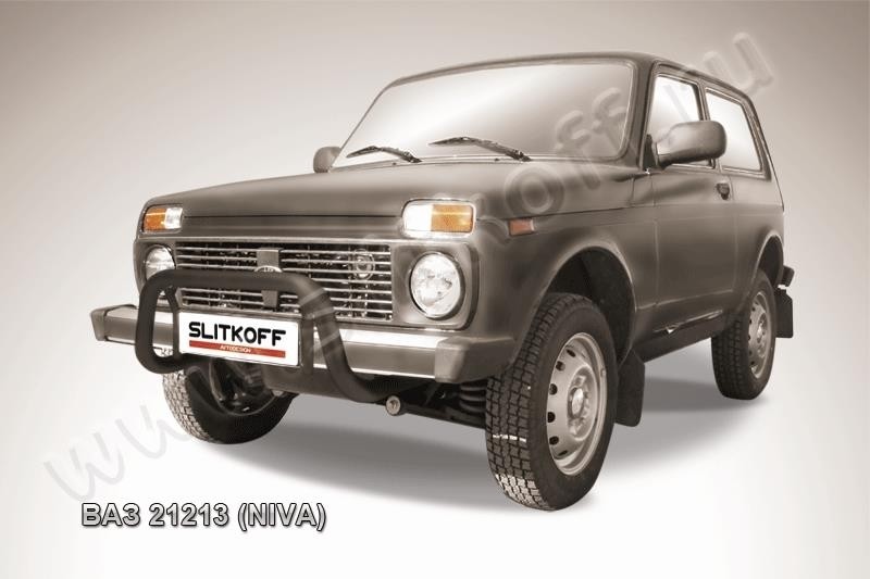 Slitkoff Niv002B кенгурятник d57 низкий черный ВАЗ 21213 Нива (Lada4x4)