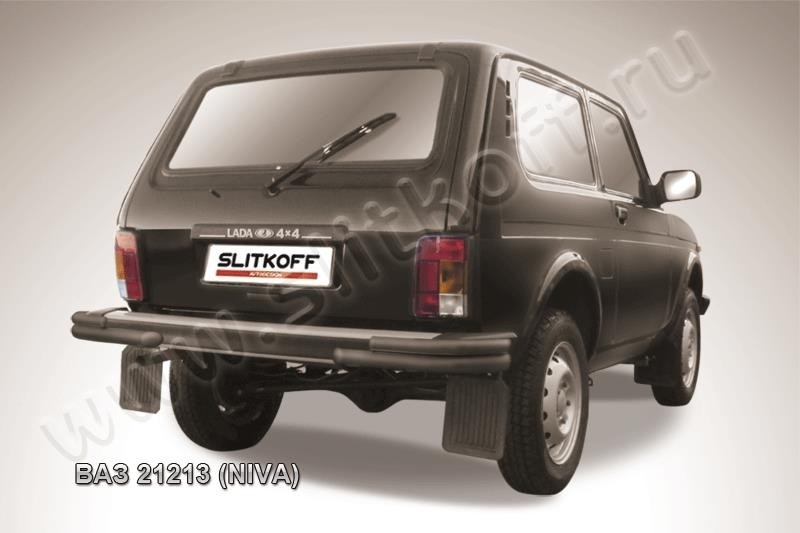 Slitkoff Niv011B защита заднего бампера уголки d57+ d42 черные ВАЗ 21213 Нива (Lada4x4)