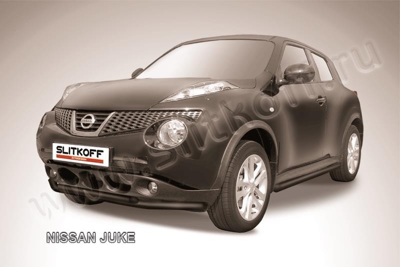 Slitkoff NJ4WD-003B защита переднего бампера d57+ d42 двойная черная Nissan Juke 4WD (2011)