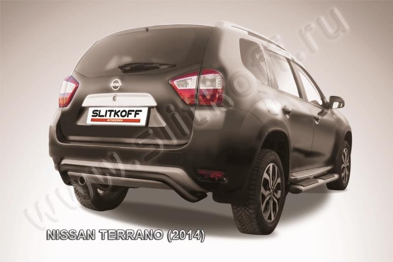 Slitkoff NTER14-008B защита заднего бампера d57 "скоба" черная Nissan Terrano (2014)