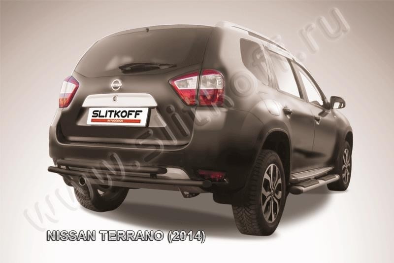 Slitkoff NTER14-009B защита заднего бампера d42 + d42 двойная черная Nissan Terrano (2014)