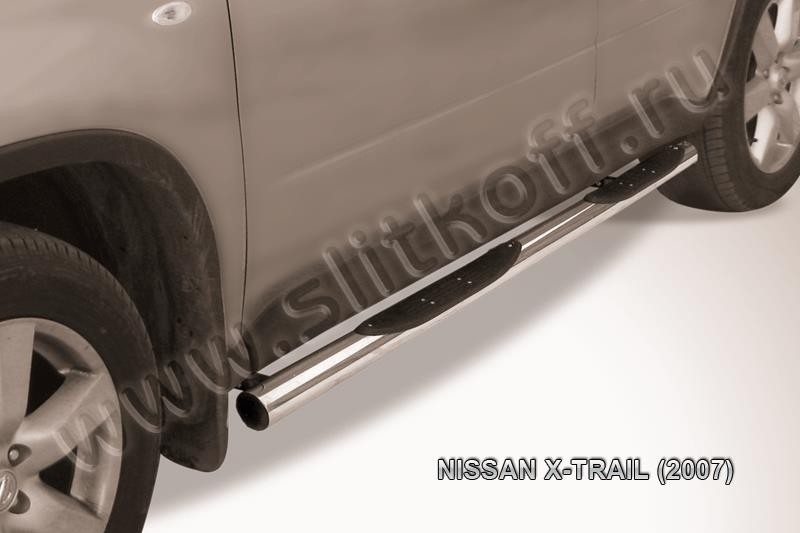 Slitkoff NXT006 защита порогов d76 с проступями Nissan X-Trail (2007)