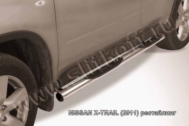Slitkoff NXT11-005 защита порогов d76 с проступями Nissan X-Trail (2011) рестайлинг