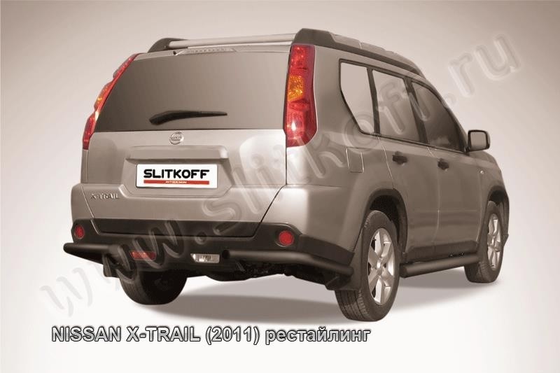 Slitkoff NXT11-010B защита заднего бампера уголки d57 черные Nissan X-Trail (2011) рестайлинг