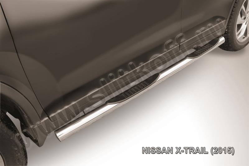 Slitkoff NXT15-006 защита порогов d76 с проступями Nissan X-Trail (2015)
