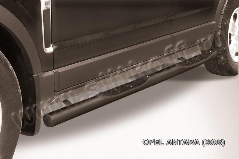 Slitkoff OPAN008B защита порогов d76 с проступями черная Opel Antara