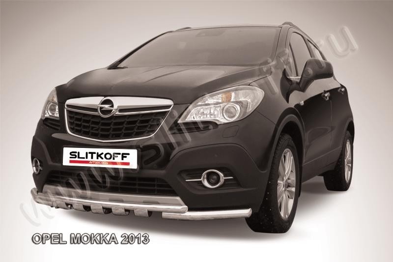 Slitkoff OPMOK13-001 защита переднего бампера d57+ d42 двойная с защитой картера Opel Mokka (2013)