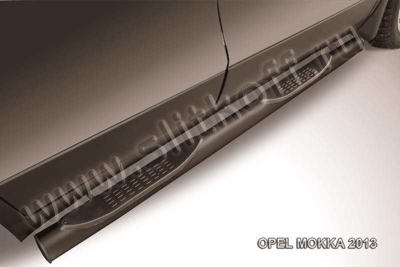 Slitkoff OPMOK13-006B защита порогов d76 с проступями черная Opel Mokka (2013)