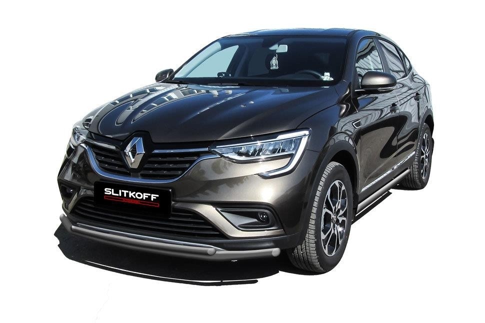 Slitkoff RAR4WD001S защита переднего бампера d42 + d32 двойная серебристая Renault Arkana