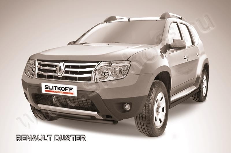 Slitkoff RD004B защита переднего бампера d42 + d42 двойная черная Renault Duster