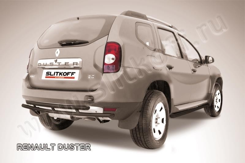 Slitkoff RD009B защита заднего бампера d42 + d42 двойная черная Renault Duster