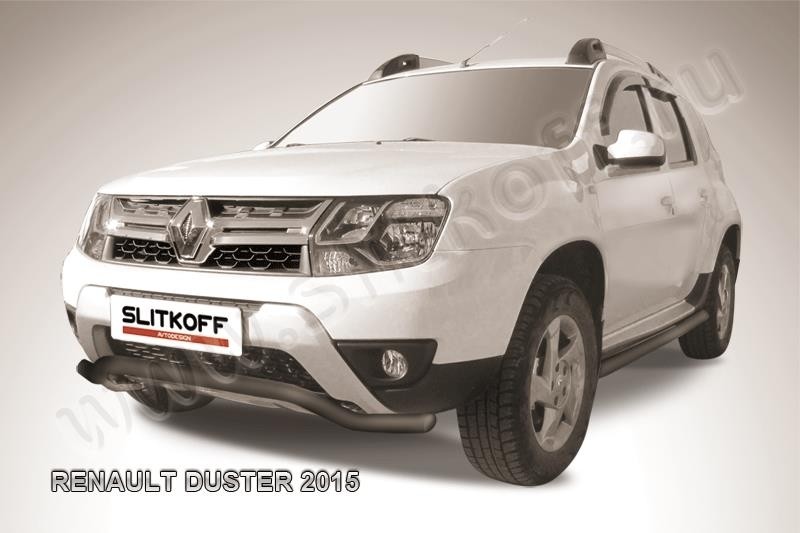 Slitkoff RD15001B защита переднего бампера d57 "волна" черная Renault Duster 2015