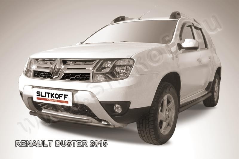 Slitkoff RD15004B защита переднего бампера d42 + d42 двойная черная Renault Duster 2015